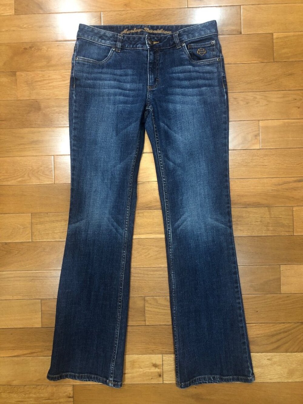 Harley Davidson Woman's Mid Rise Bootcut Denim Jeans Sz 6 Y2K Biker Chic Rugged
